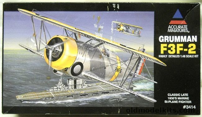 Accurate Miniatures 1/48 Grumman F3F-2 - (F3F2) With Decals For all 82 F3F-2s That Were Built, 3414 plastic model kit